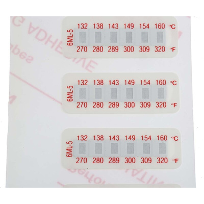 RS PRO Non-Reversible Temperature Sensitive Label, 135°C to 160°C, 6 Levels