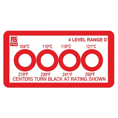 RS PRO Non-Reversible Temperature Sensitive Label, 104°C to 121°C, 4 Levels