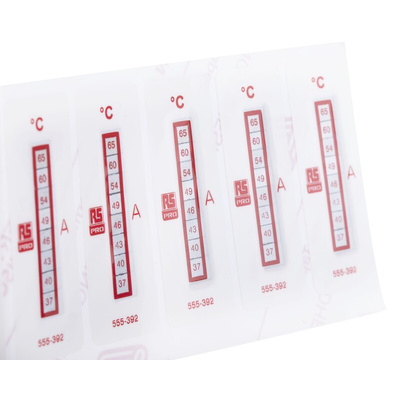 RS PRO Non-Reversible Temperature Sensitive Label, 37°C to 65°C, 8 Levels