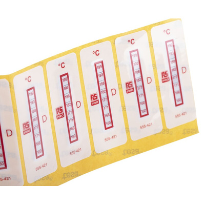 RS PRO Non-Reversible Temperature Sensitive Label, 160°C to 199°C, 8 Levels