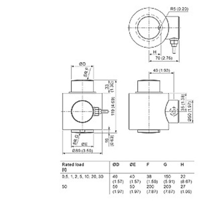 Siemens SIWAREX WL Series Load Cell, 50 t Range, Compression Measure