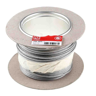 RS PRO Type K Thermocouple Wire, 25m, Screened, Glass Fibre Insulation, +400°C Max, 7/0.2mm