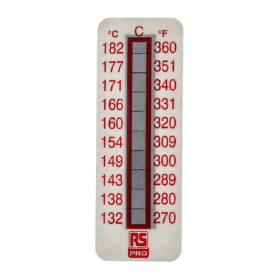 RS PRO Non-Reversible Temperature Sensitive Label, 132°C to 182°C, 10 Levels