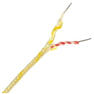 RS PRO Type K Thermocouple Wire, 25m, Glass Fibre Insulation, +350°C Max, 1/0.315mm