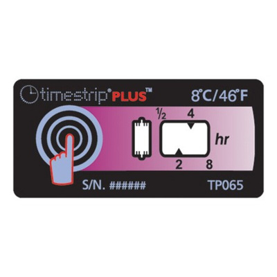 Timestrip Non-Reversible Temperature Label Indicator, 6°C to 8°C