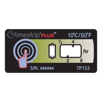 Timestrip Non-Reversible Temperature Label Indicator, 8°C to 10°C