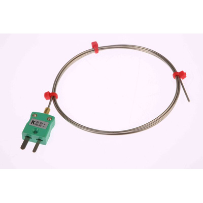 RS PRO SYSCAL Type K Thermocouple 1m Length, 1mm Diameter → +1100°C