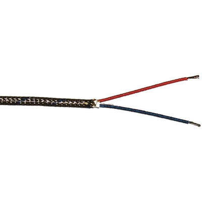 Jumo Type J Thermocouple & Extension Wire, 10m, Unscreened, Fibreglass Insulation, +350°C Max