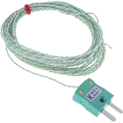 RS PRO Type K Thermocouple 5m Length, 1/0.3mm Diameter → +250°C