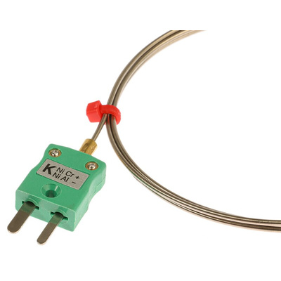 RS PRO Type K Thermocouple 1m Length, 1.5mm Diameter → +1100°C