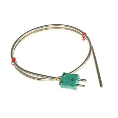 RS PRO Type K Thermocouple 1m Length, 6mm Diameter → +1100°C