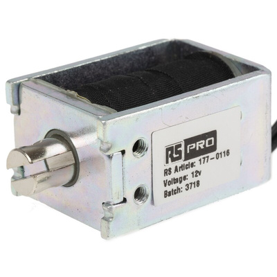RS PRO Linear Solenoid, 12 V dc, 37 x 20.3 x 26 mm