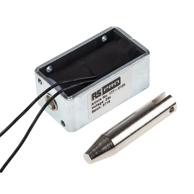 RS PRO Linear Solenoid, 24 V dc, 58 x 25.4 x 31.8 mm