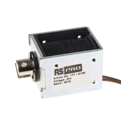 RS PRO Linear Solenoid, 24 V dc, 50 x 37 x 41 mm