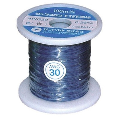 Sunhayato JUNFLON Series Blue 0.05 mm² Hook Up Wire, 30 AWG, 100m, ETFE Insulation