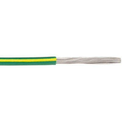 Alpha Wire EcoWire Series Green/Yellow 0.08 mm² Hook Up Wire, 28 AWG, 7/0.12 mm, 305m, MPPE Insulation