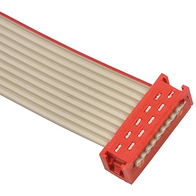 TE Connectivity Micro-MaTch Series Flat Ribbon Cable, 10-Way, 1.27mm Pitch, 100mm Length, Micro-MaTch IDC to