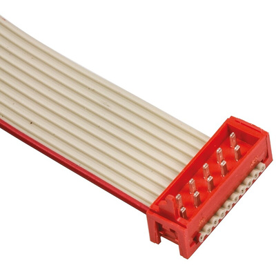 TE Connectivity Micro-MaTch Series Flat Ribbon Cable, 10-Way, 1.27mm Pitch, 100mm Length, Micro-MaTch IDC to
