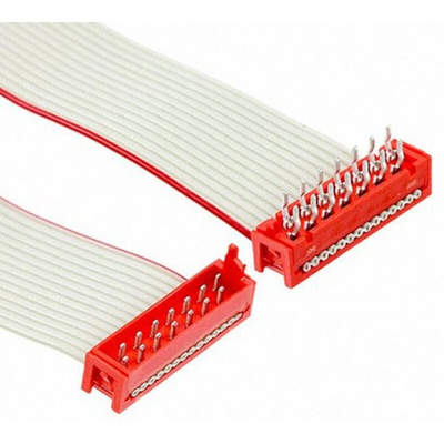 TE Connectivity Micro-MaTch Series Flat Ribbon Cable, 14-Way, 1.27mm Pitch, 70.5mm Length, Micro-MaTch IDC to