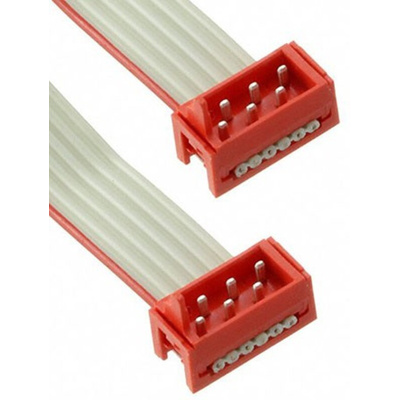 TE Connectivity Micro-MaTch Series Flat Ribbon Cable, 6-Way, 1.27mm Pitch, 75.5mm Length, Micro-MaTch IDC to