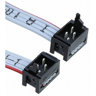 TE Connectivity Micro-MaTch Series Flat Ribbon Cable, 4-Way, 1.27mm Pitch, 75.5mm Length, Micro-MaTch IDC to