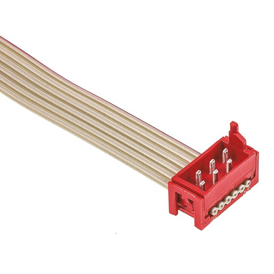 TE Connectivity Micro-MaTch Series Flat Ribbon Cable, 6-Way, 1.27mm Pitch, 100mm Length, Micro-MaTch IDC to Micro-MaTch