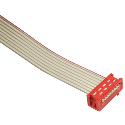 TE Connectivity Micro-MaTch Series Flat Ribbon Cable, 8-Way, 1.27mm Pitch, 250mm Length, Micro-MaTch IDC to Micro-MaTch