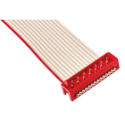 TE Connectivity Micro-MaTch Series Flat Ribbon Cable, 14-Way, 1.27mm Pitch, 100mm Length, Micro-MaTch IDC to