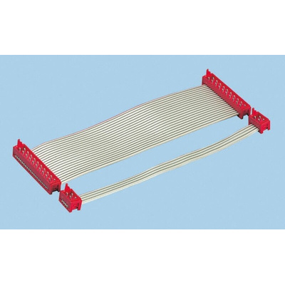 TE Connectivity MICRO-MATCH Series Flat Ribbon Cable, 20-Way, 250mm Length, Micro-MaTch IDC to Micro-MaTch IDC