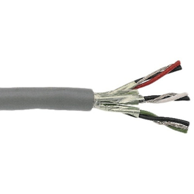 Alpha Wire 3 Pair Screened Multipair Industrial Cable 0.23 mm²(CE) Grey 30m