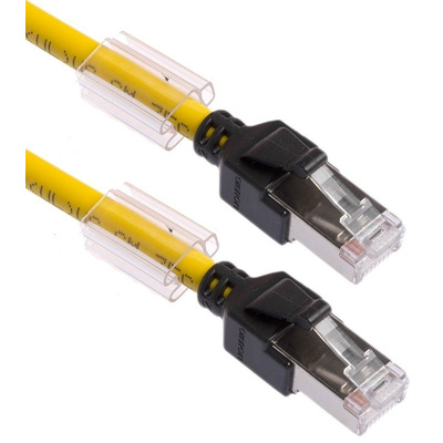 Omron FTP, STP Cat6a Cable 200mm, Yellow, Male RJ45/Male RJ45