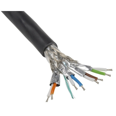 Harting Black LSZH Cat7 Cable SF/FTP, 50m Unterminated/Unterminated