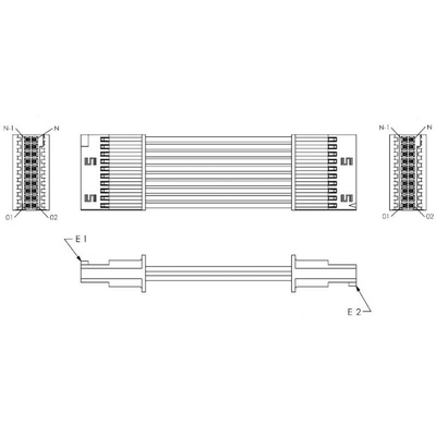 Samtec 10 Way Female Tiger Eye SFSD to 20 Way Female Tiger Eye SFSD Wire to Board Cable, 250mm