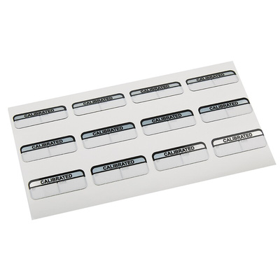 RS PRO Adhesive Pre-Printed Black Label-Calibrated-. Quantity: 120