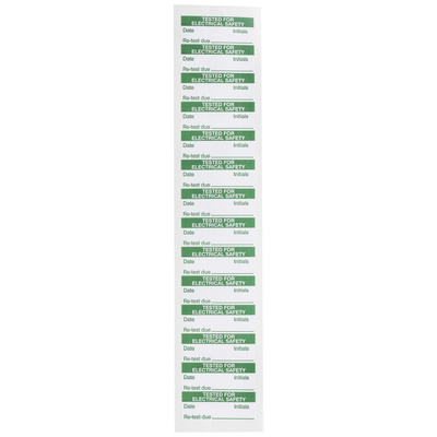 RS PRO Adhesive Pre-Printed Adhesive Label-Tested For Electrical Safety-. Quantity: 140