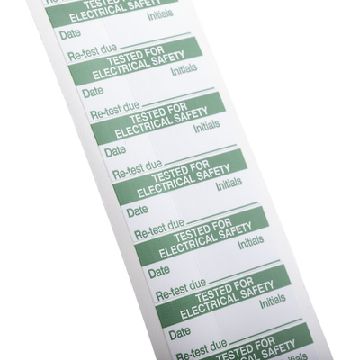 RS PRO Adhesive Pre-Printed Adhesive Label-Tested For Electrical Safety-. Quantity: 140