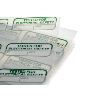 RS PRO Adhesive Pre-Printed Green Label-Tested For Electrical Safety-. Quantity: 120