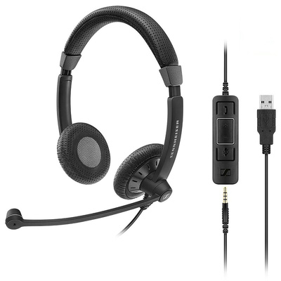 Sennheiser SC 75 USB MS Black Wired USB A, Jack Plug On Ear Headset