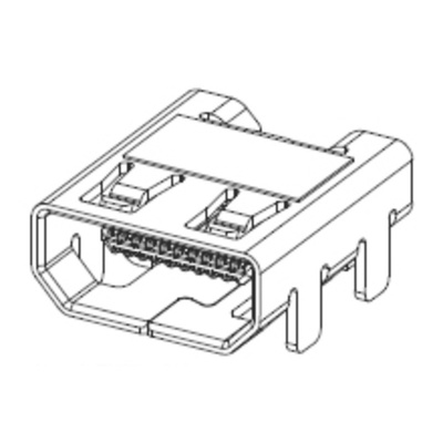Molex Type D 19 Way Male Right Angle HDMI Connector 30 V