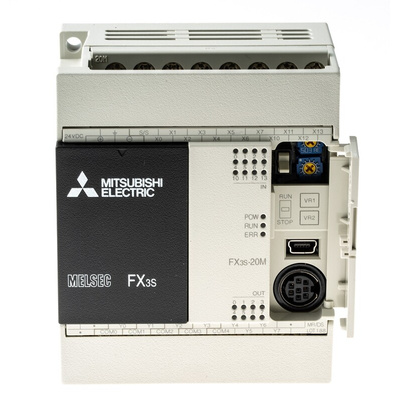 Mitsubishi FX3S Series PLC CPU for Use with FX3 Series, Relay Output, 12 (Sink/Source)-Input, Sink, Source Input