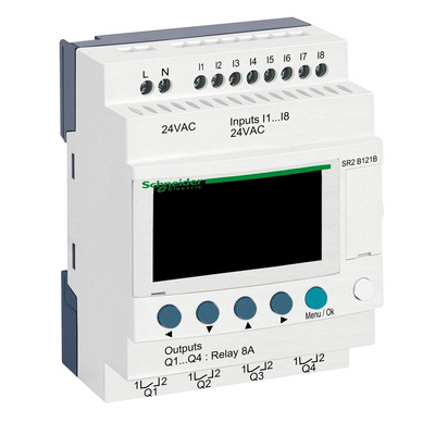 Schneider Electric Zelio Logic Smart Series Logic Module, 24 V ac Supply, Relay Output, 8-Input, Discrete Input