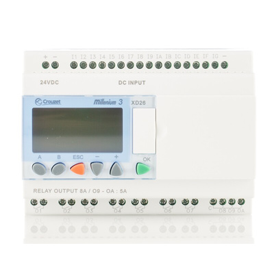 Crouzet Millenium 3 Series Logic Module, 24 V dc Supply, Relay Output, 16-Input, Analogue, Digital Input