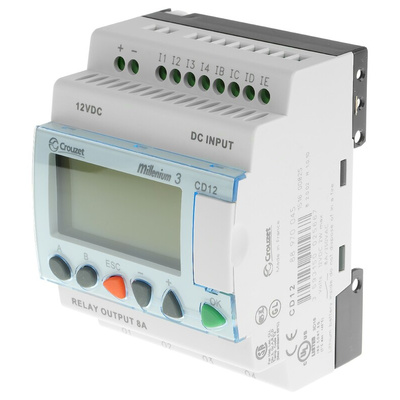 Crouzet Millenium 3 Series Logic Module, 12 V dc Supply, Relay Output, 8-Input, Analogue, Digital Input