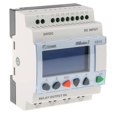 Crouzet CD12 Series Logic Control for Use with CD12 Series, 24 V dc Supply, Relay Output, 8-Input, Analogue, Digital