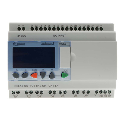 Crouzet Millenium Evo Series Logic Control for Use with XD26 Series, 24 V dc Supply, Relay Output, 16-Input, Analogue,