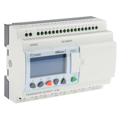 Crouzet Millenium 3 Series Logic Module, 24 V dc Supply, Solid State Output, 16-Input, Digital Input