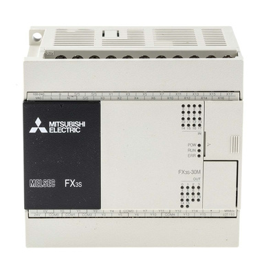 Mitsubishi FX3S Series PLC CPU for Use with FX3 Series, Relay, Transistor Output, 16-Input, DC Input