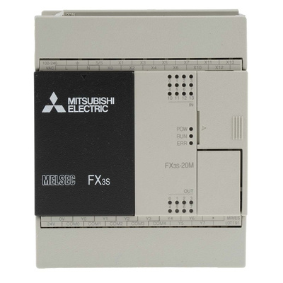 Mitsubishi FX3S Series PLC CPU for Use with FX3 Series, Relay, Transistor Output, 12-Input, DC Input