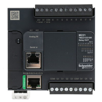 Schneider Electric Modicon M221 Series PLC CPU, 240 V Supply, Digital Output, 9-Input, Discrete Input