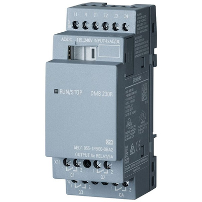 Siemens LOGO! Series I/O module for Use with LOGO! 8, LOGO! 8.2, 115 V ac/dc, 230 V ac/dc Supply, Relay Output,